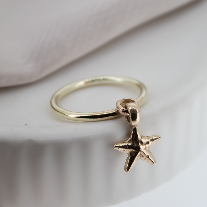 Gold Starfish Dangle Ring