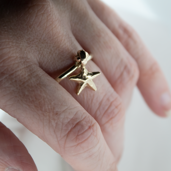 Gold Starfish Dangle Ring