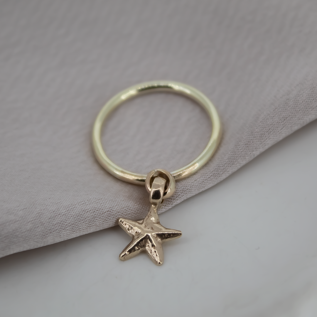 Gold Starfish Dangle Ring