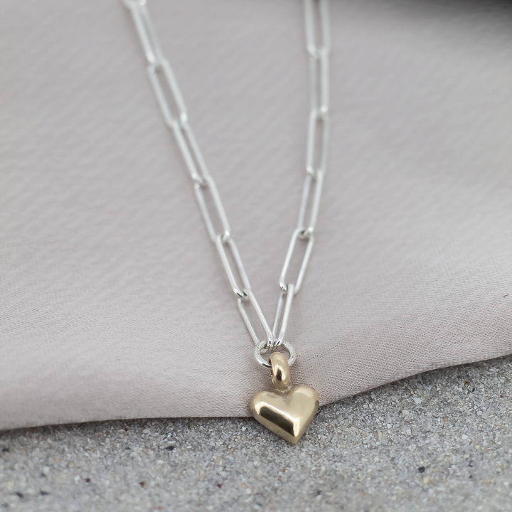 Gold Baby Heart on Silver Trace Chain Necklace