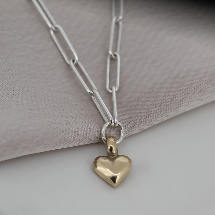Gold Baby Heart on Silver Trace Chain Necklace