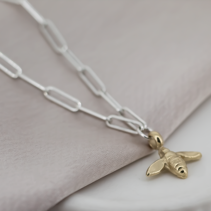 Gold Baby Honey Bee Trace Chain Necklace