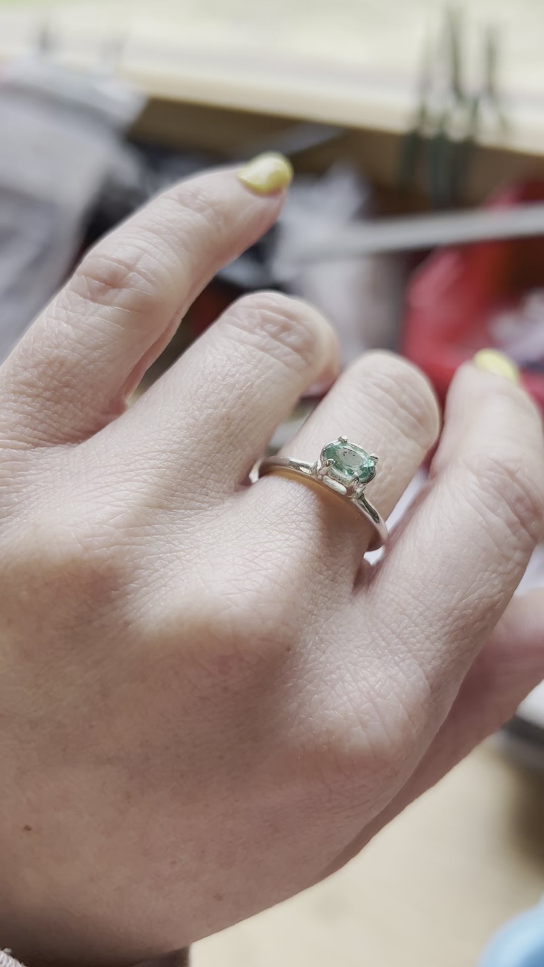 Silver Emerald Crown Ring