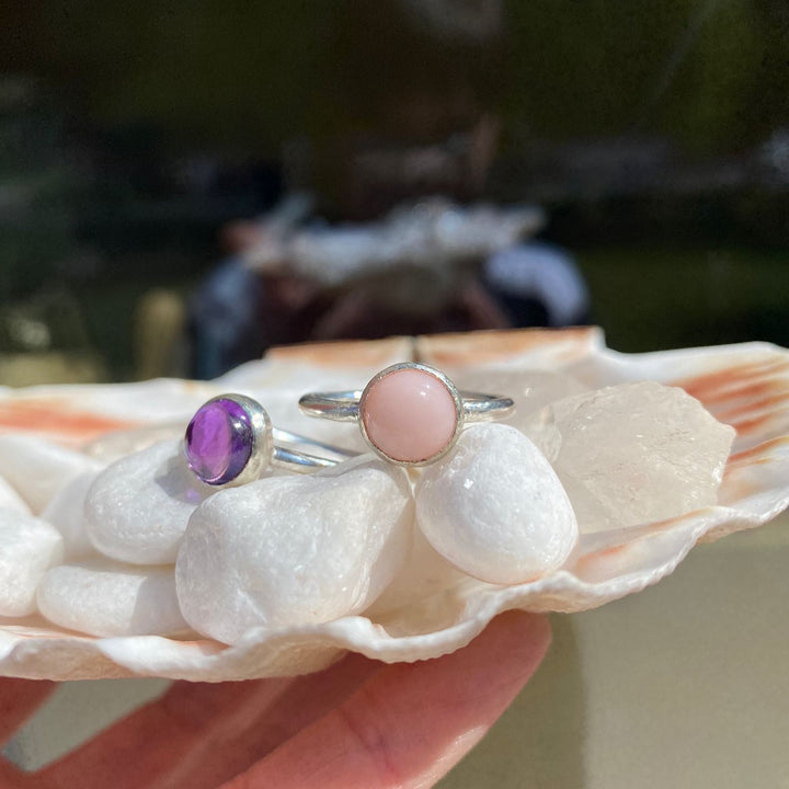 The Pink Opal Moon Ring