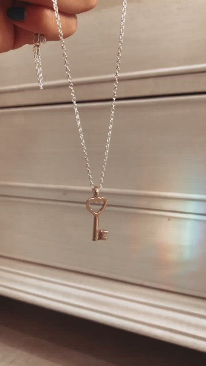 Gold Key on Silver Chain