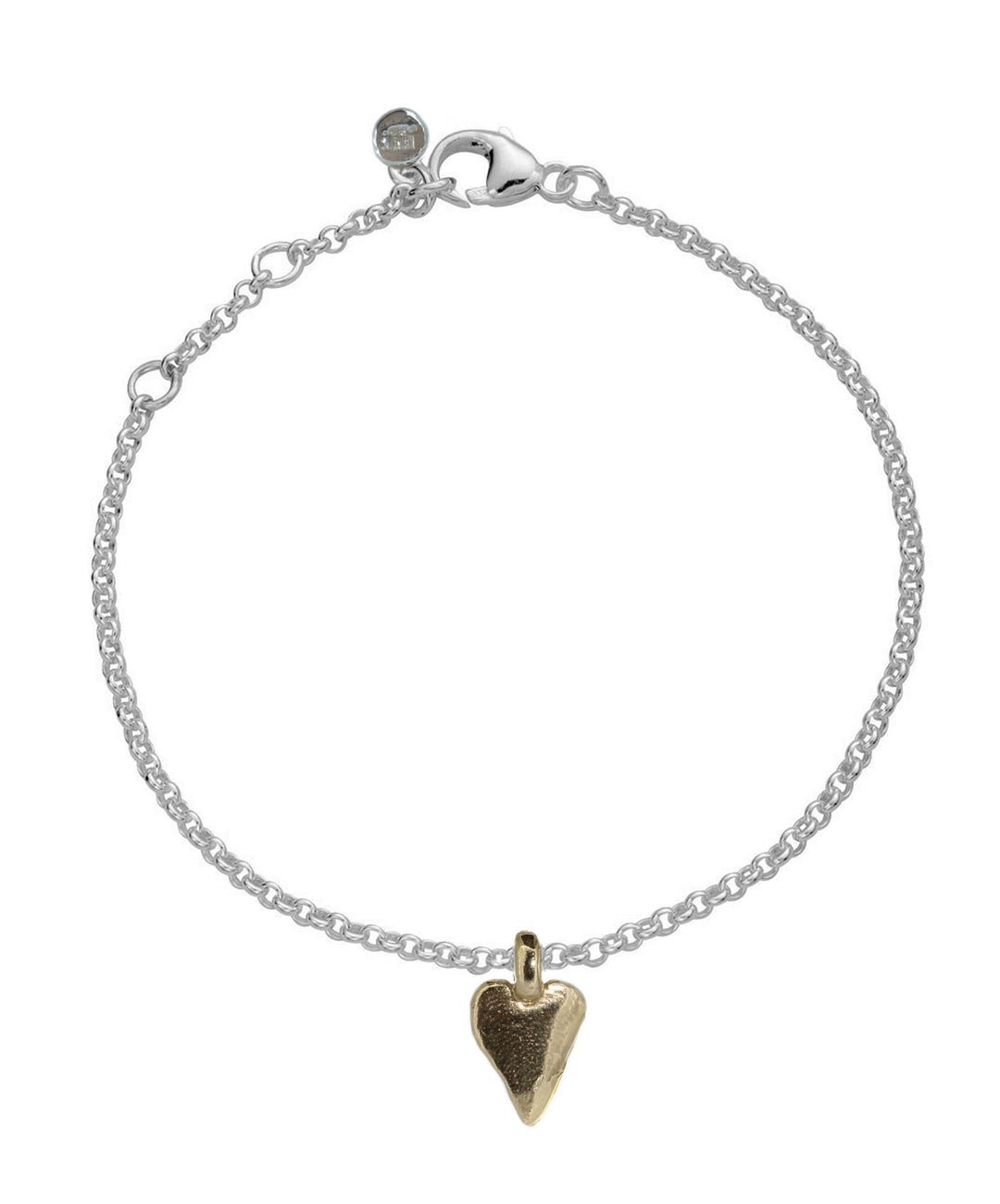 Gold Heart on Silver Bracelet