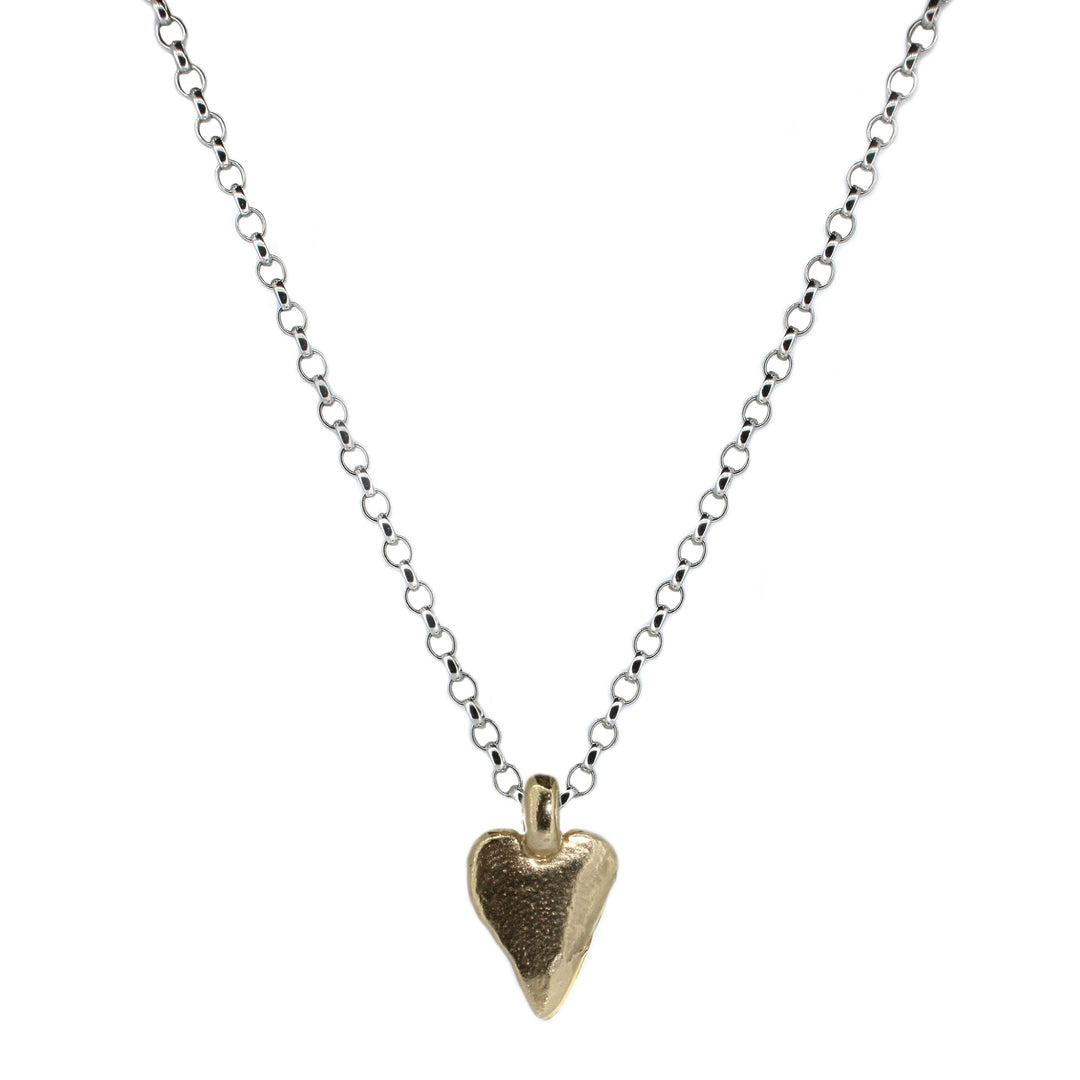 Gold Heart on Silver Chain