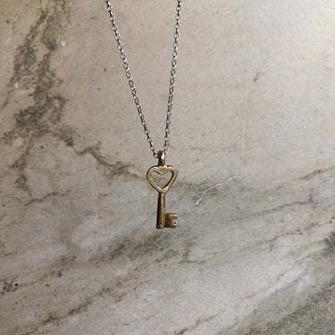 Gold Key on Silver Chain
