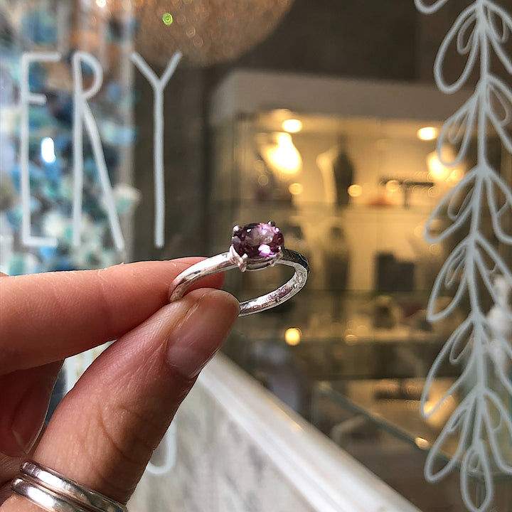 Purple morganite oval treasure ring