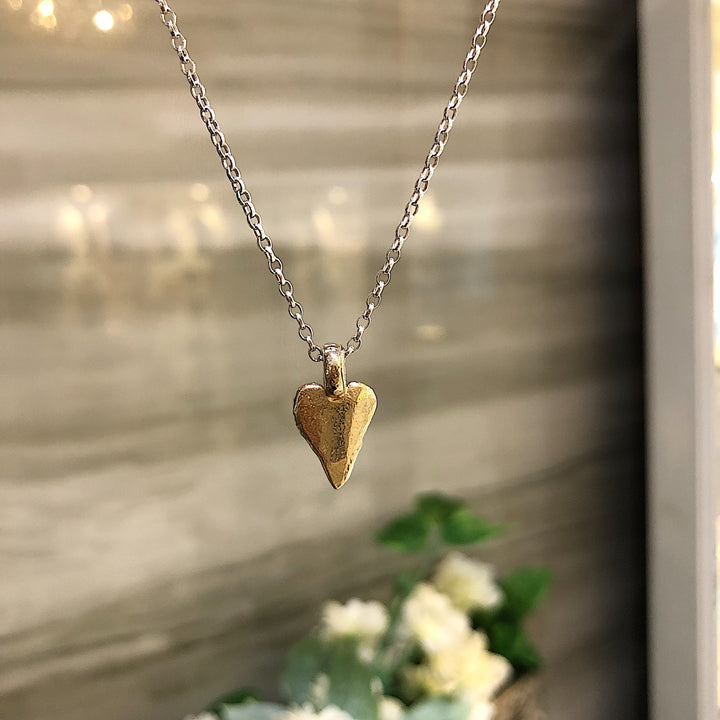 Gold Heart on Silver Chain