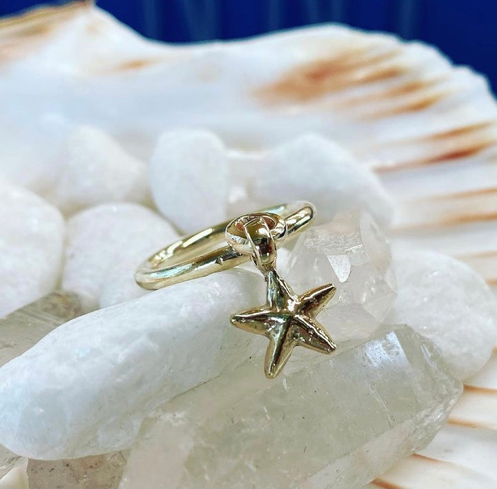 Gold Starfish Dangle Ring