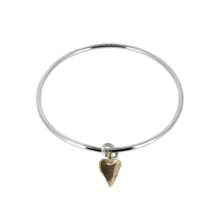 Gold Heart on Silver Bangle