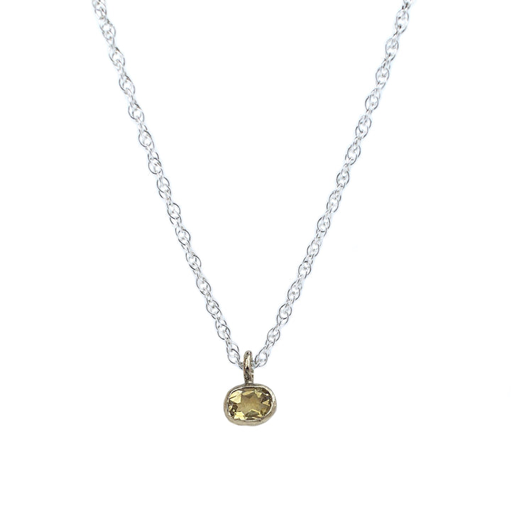 9ct Gold Citrine on Sterling Silver Rope Necklace