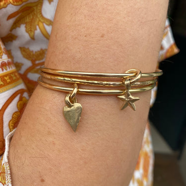 Gold Medium Heart Bangle