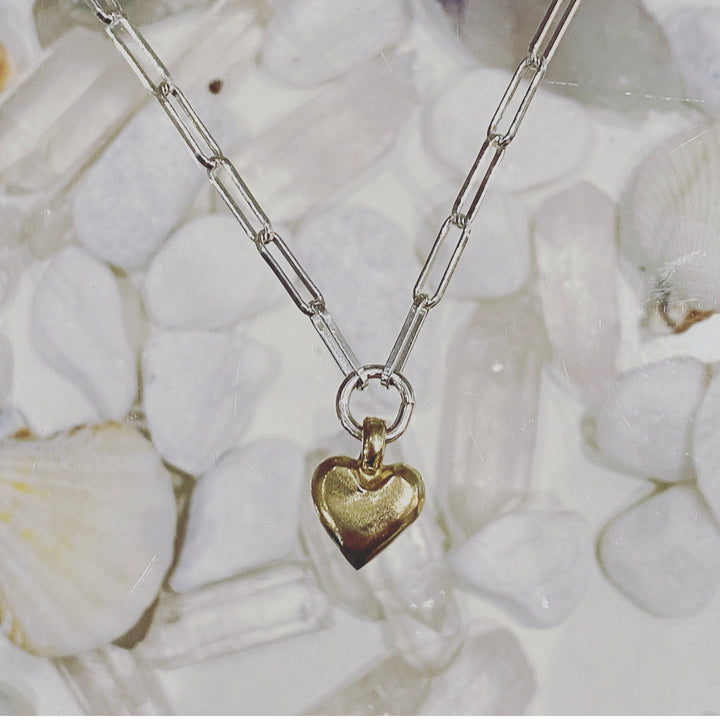 Gold Sweet Heart on Silver Trace chain