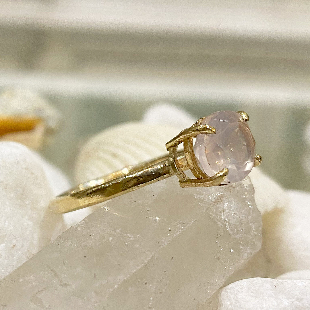 Rose Quartz and Gold Treasured Ring – Skinny Wrists