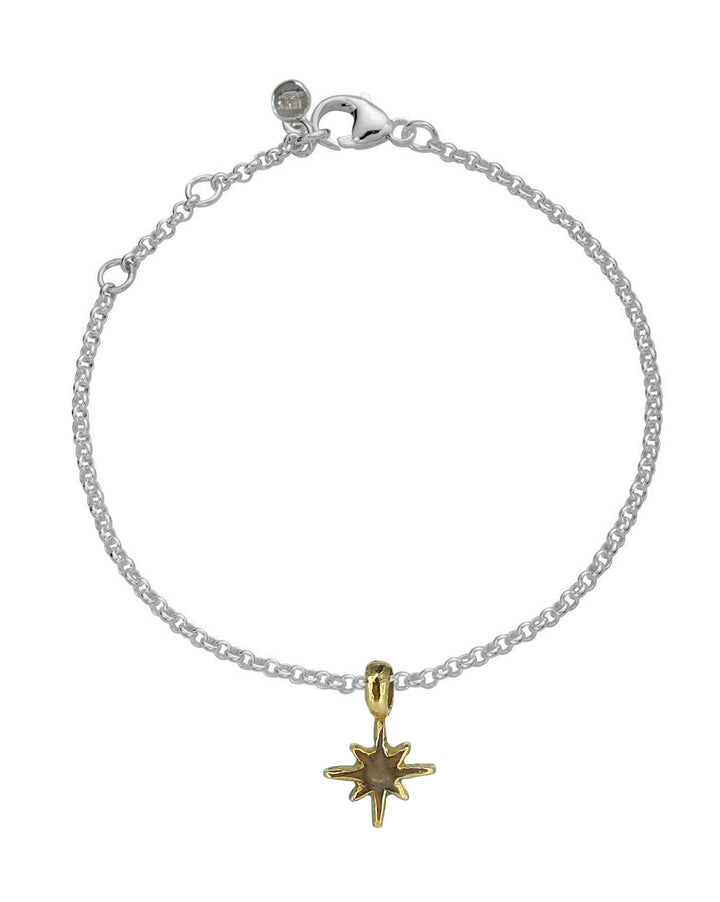 Gold North Star on Silver Bracelet